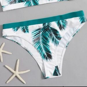 ❗️3/23 NWOT Romwe Botanical Tropical Colorblock Cheeky High Waist Bikini Bottoms